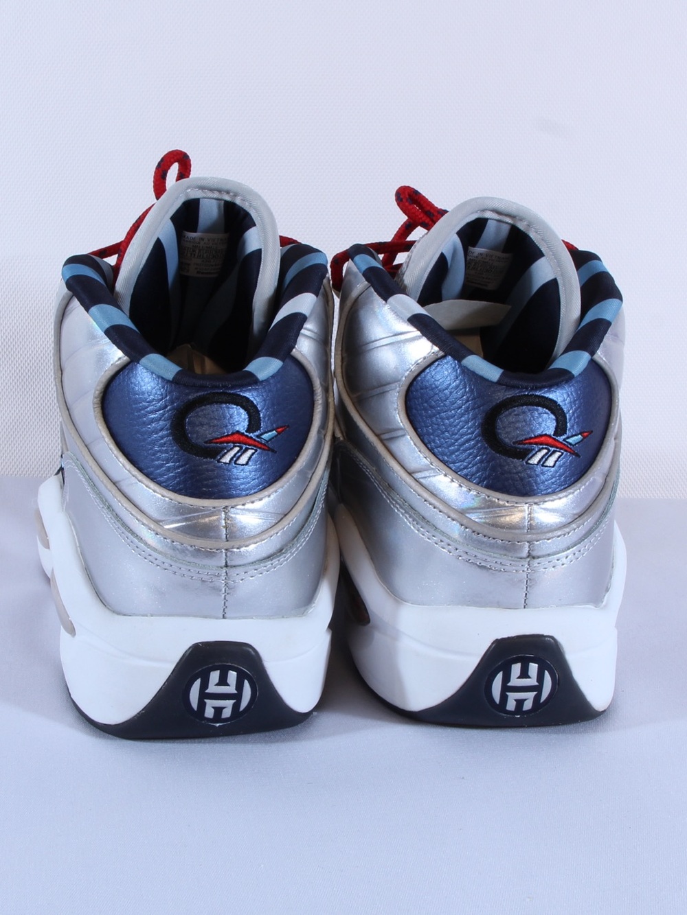Reebok Men's Silver Blue & Red Question Mid ‘OG Meets OG’ Iverson Harden FZ1366 - Picture 6 of 10